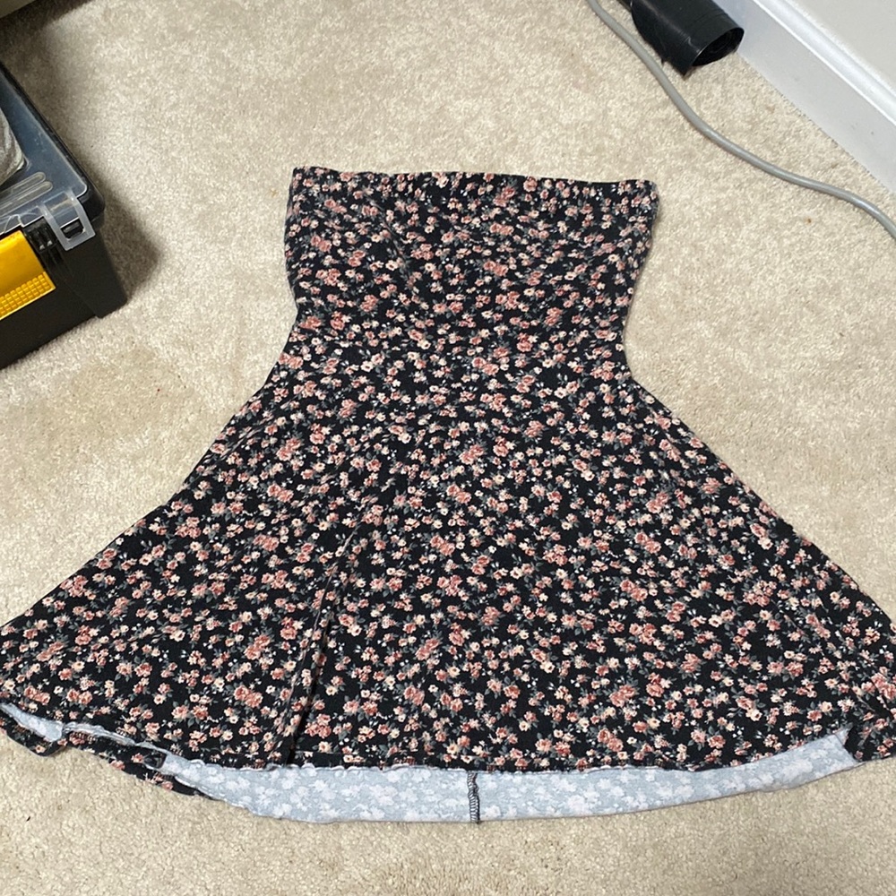 LA Hearts Black Mini Bow Strapless Dress